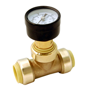 3/4" Lead Free Pressure Gauge Tee - Push Connect  