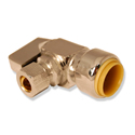 1/2" x 3/8" OD Comp. x 3/8" OD Comp., 3-way, Chrome Plated 1/4 Turn Push Connect&trade; Stop Valve Tee, Lead Free   