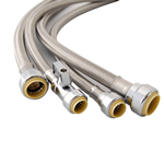 3/4" Push x 3/4" Push Full Port 18" Lead Free Stainless Steel Braided Push Connect Water Heater Supply Hose